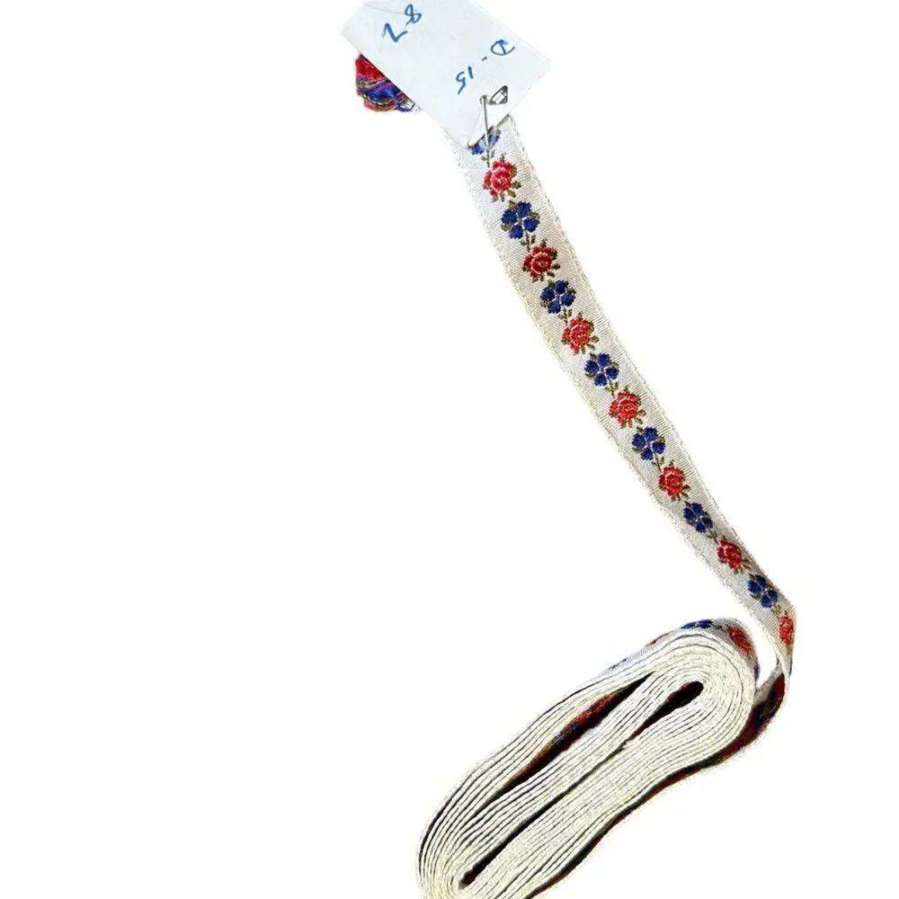 Vintage red and blue floral 1/2 inch ribbon - 7yards